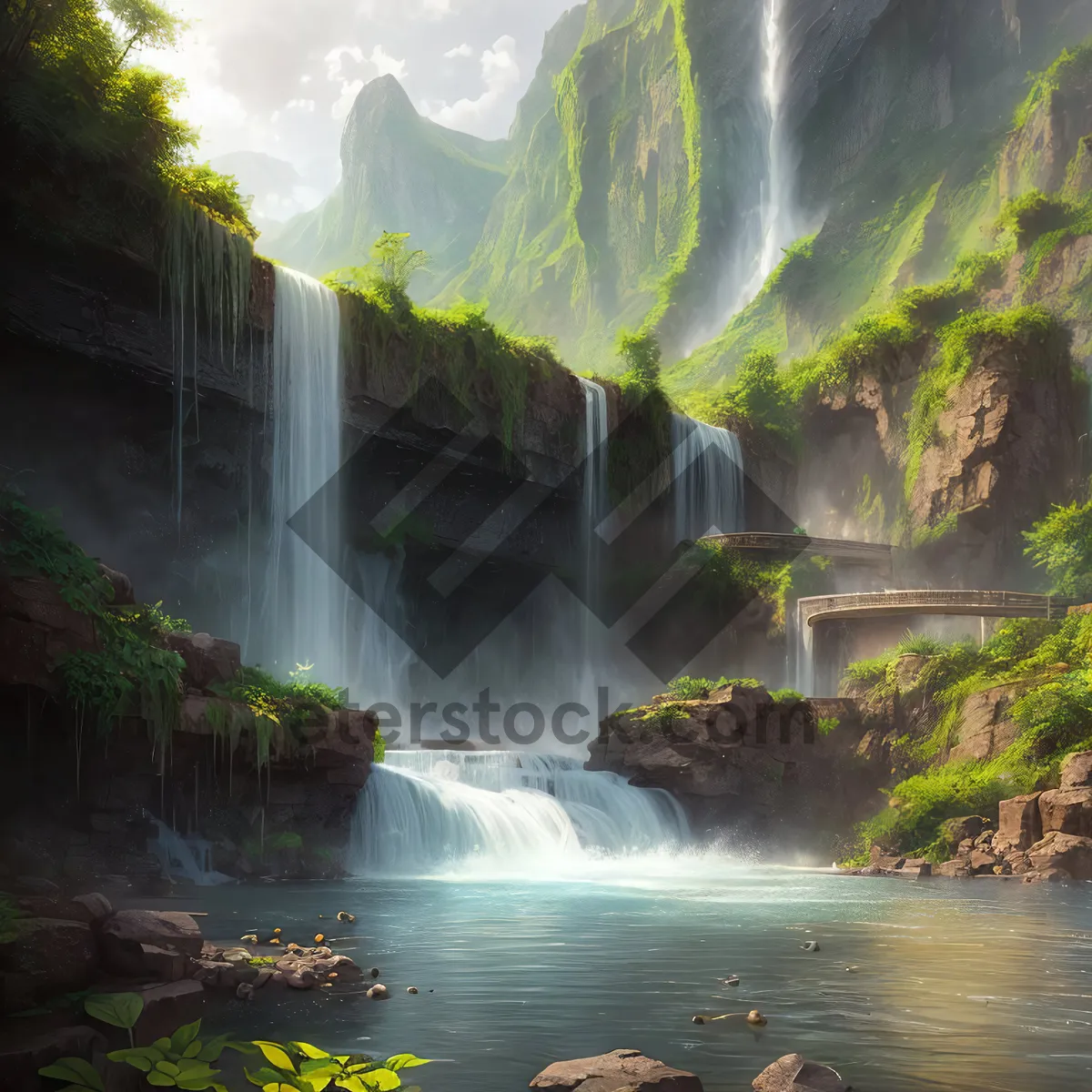 Picture of Wild River Cascade in Serene Forest