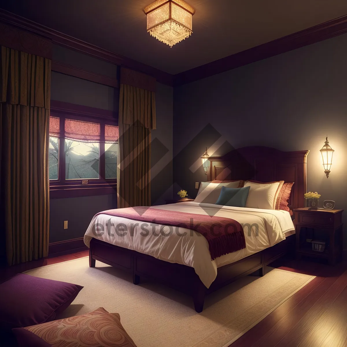 Picture of Modern Wood-Paneled Bedroom with Cozy Lighting