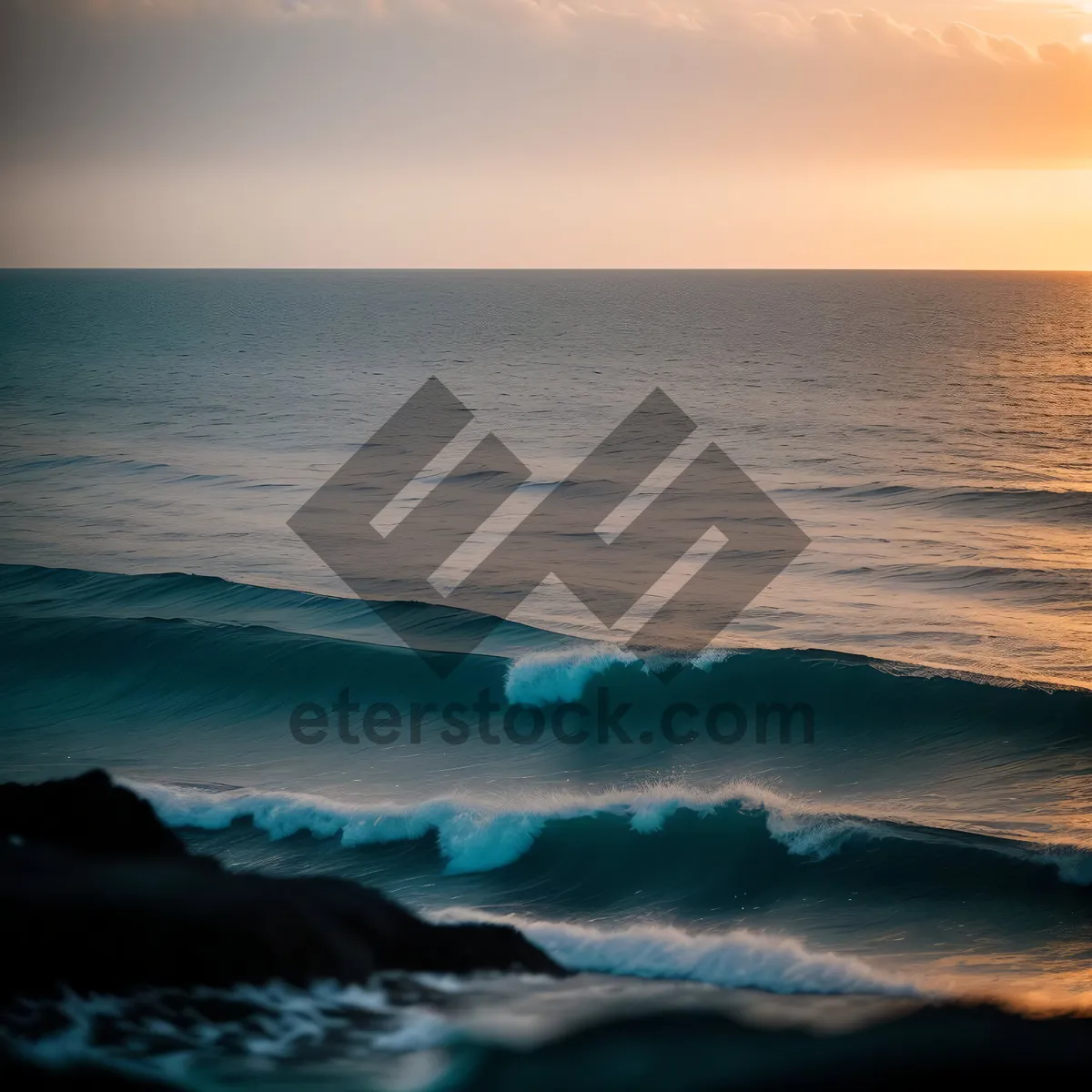 Picture of Tranquil Paradise: Sun-Kissed Beach Horizon