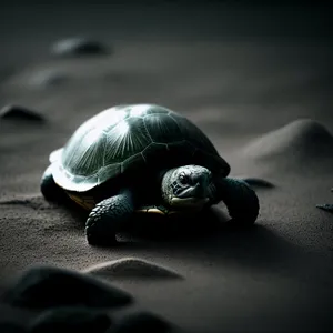 Serene Sea Turtle in its Shell