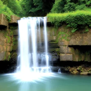 Serene Cascading Waters Amidst Lush Forest