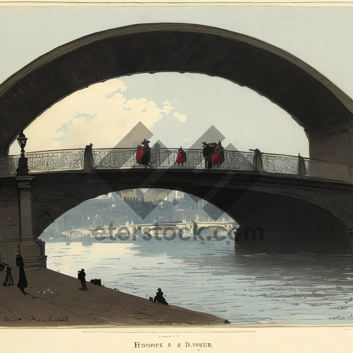 Picture of Urban Steel Arch Bridge Over River