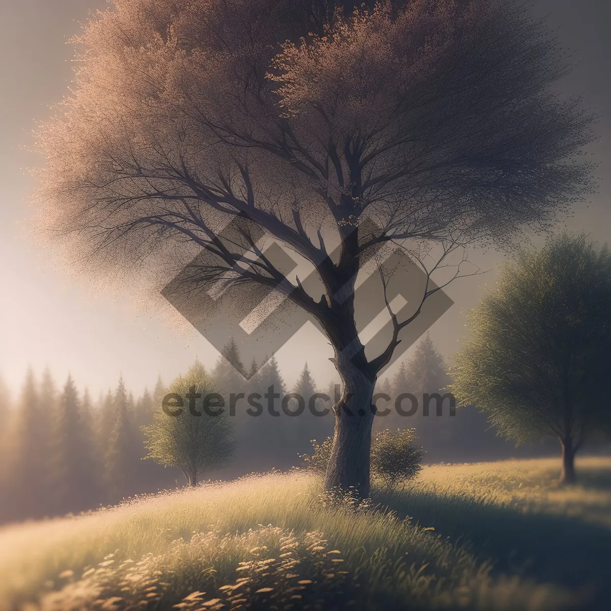 Picture of Winter Wonderland: Majestic Trees in Snowy Rural Landscape