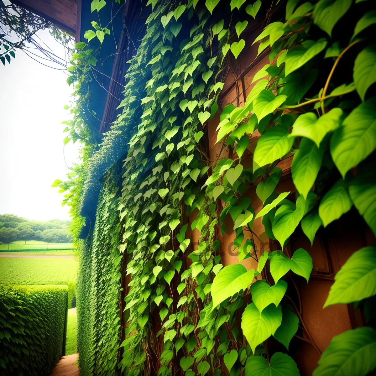 Picture of Serene Summer Forest Landscape with Lush Greenery