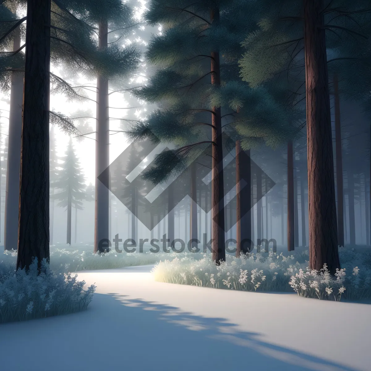 Picture of Winter Wonderland: Snowy Street Scene with Frozen Trees