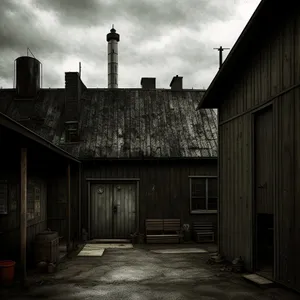 Historic Prison House and Church Building with Brick Roof