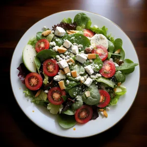 Fresh Gourmet Vegetable Salad with Cheese and Tomatoes