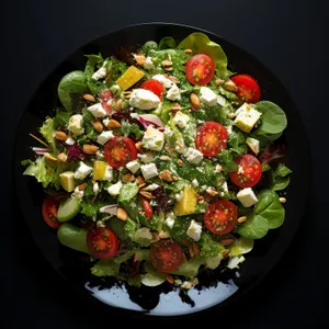 Fresh salad with vegetables and berries