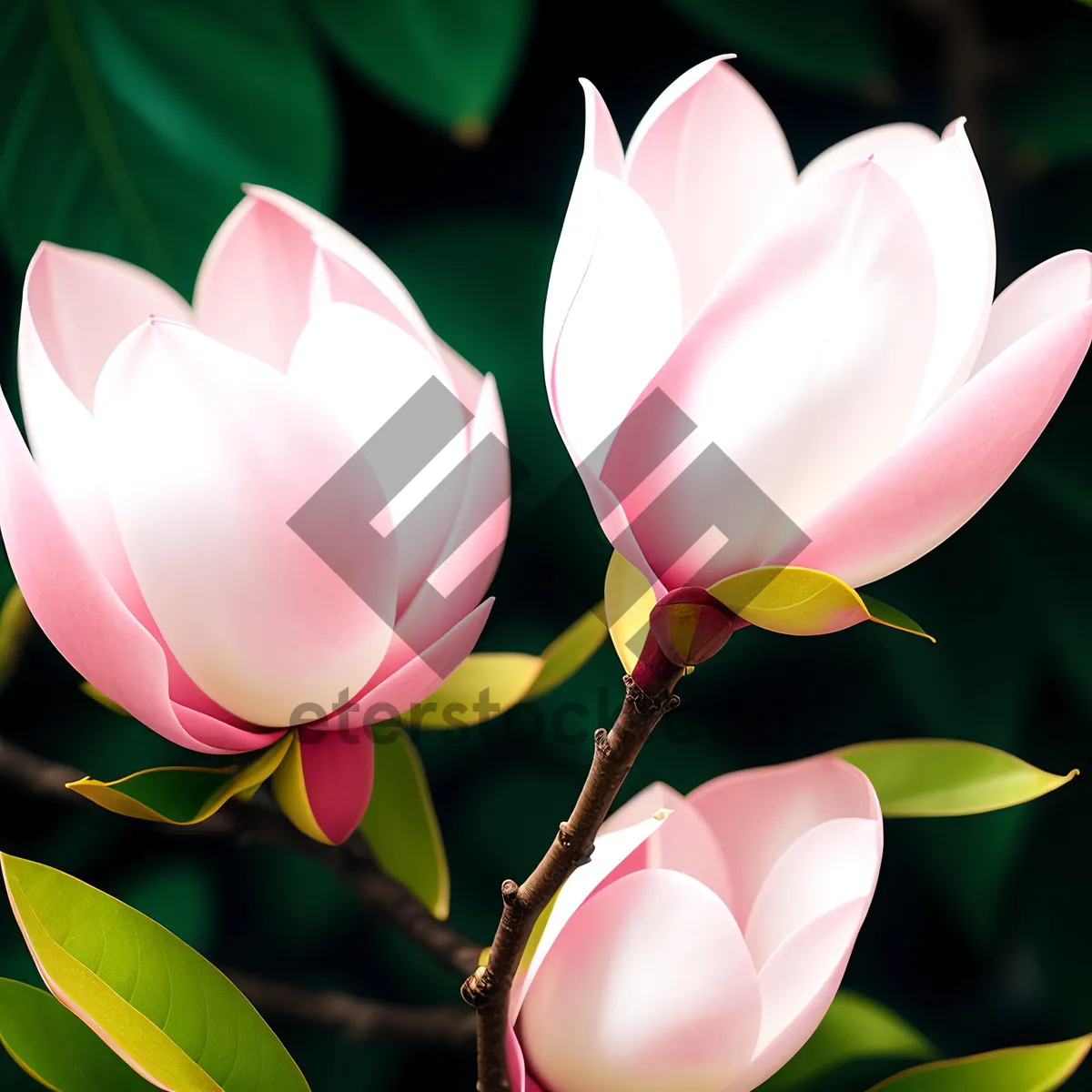 Picture of Pink Tulip Blossom in Spring Garden