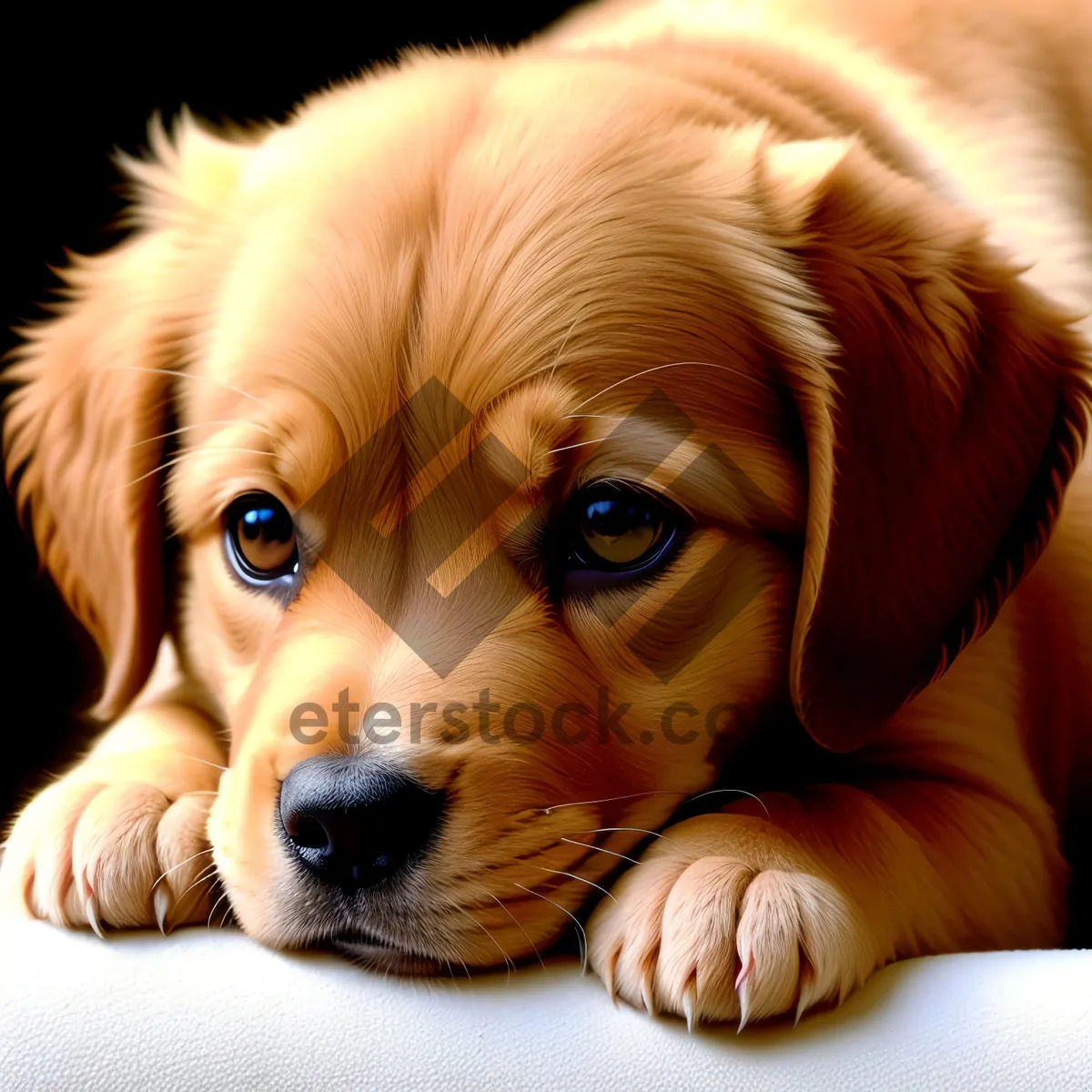 Picture of Cute Golden Retriever Puppy Portrait