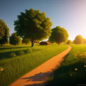 Summer's Golden Fields under Clear Skies