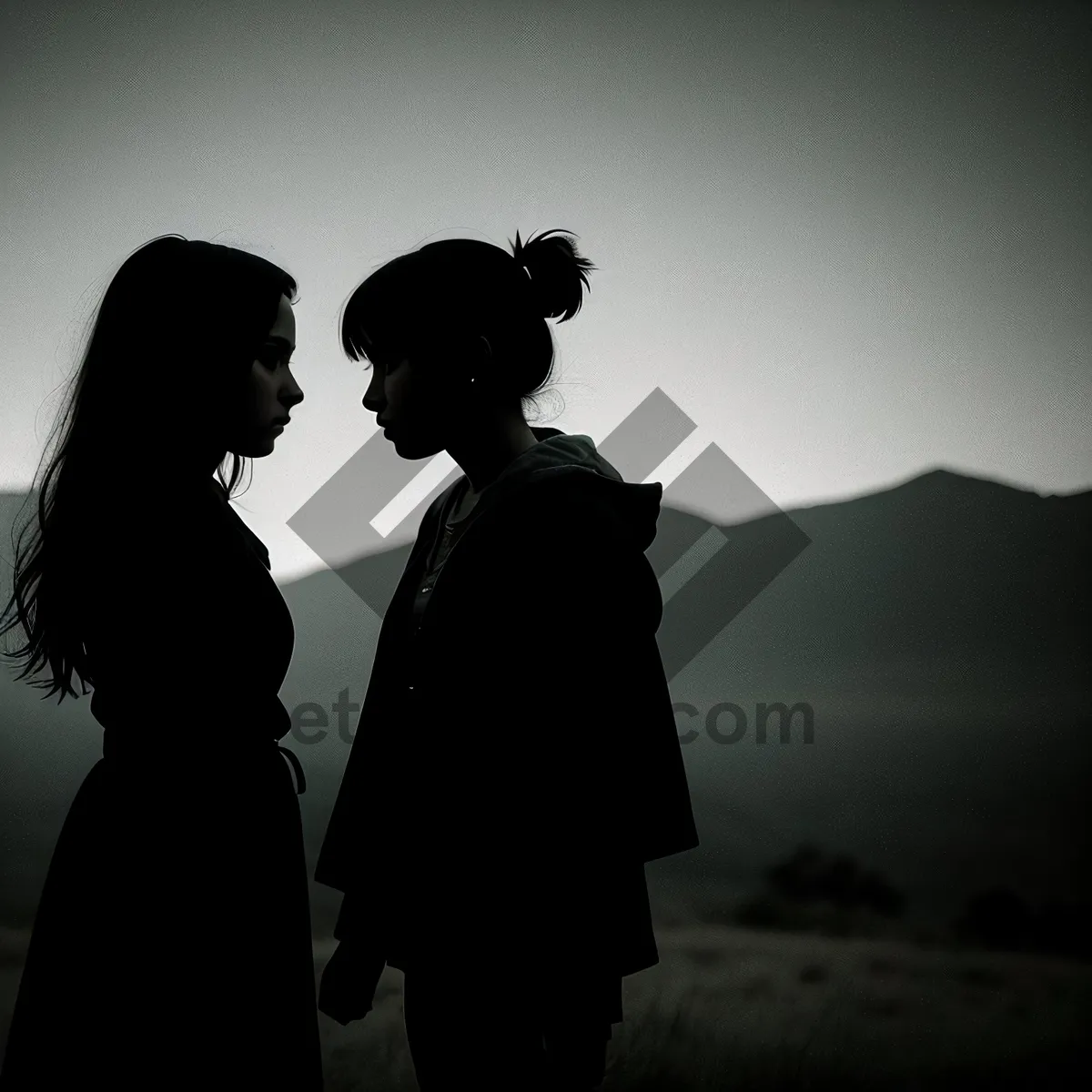 Picture of Romantic Beach Sunset Silhouette of Happy Couple