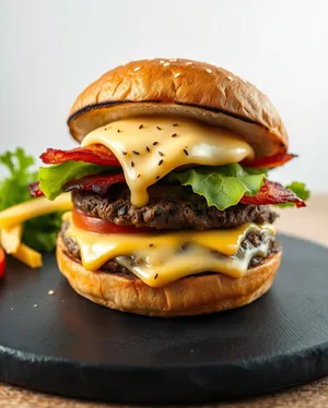 Delicious Cheeseburger with Lettuce and Tomato