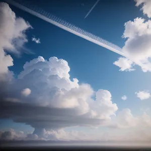 Vibrant Sky with Puffy White Clouds