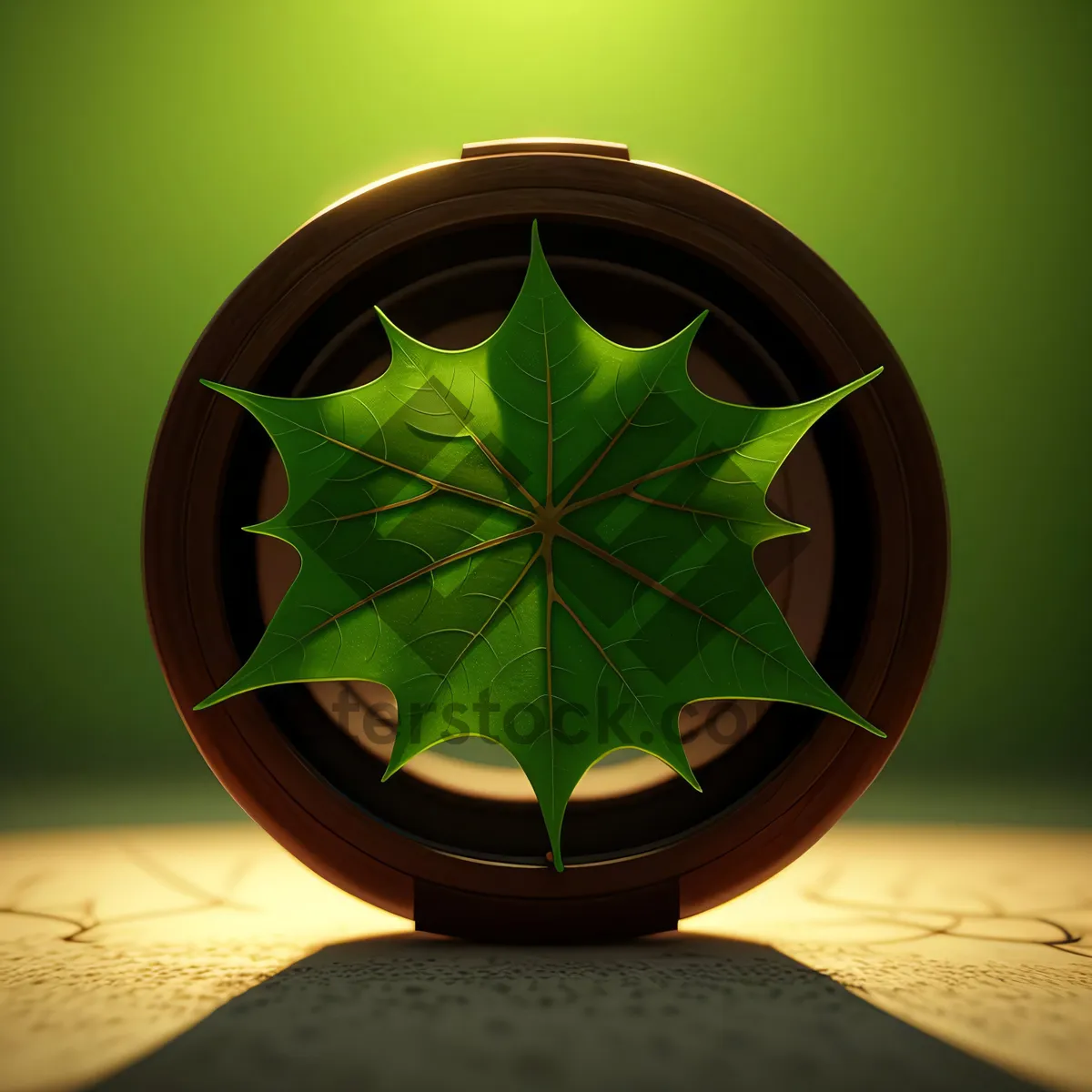 Picture of Tea Cup with Glass and Leaf Icon