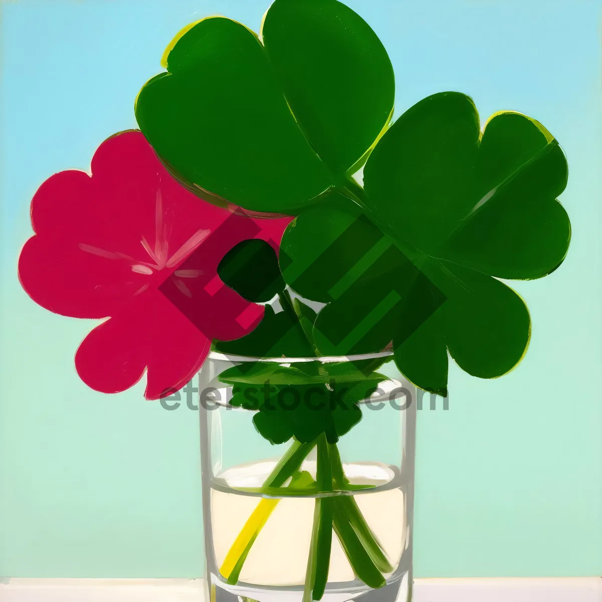 Picture of Spring Floral Clover Decoration with Leaf and Flowers