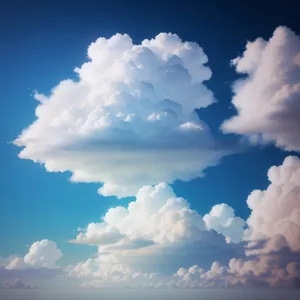 Vast Blue Sky with Fluffy Clouds