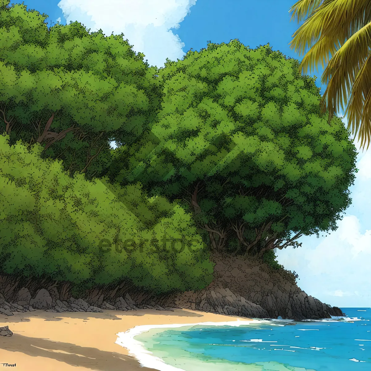Picture of Tropical Paradise: Sandy Beach and Palm Trees