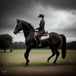 Silhouette of a Thoroughbred Stallion Vaulting Horse