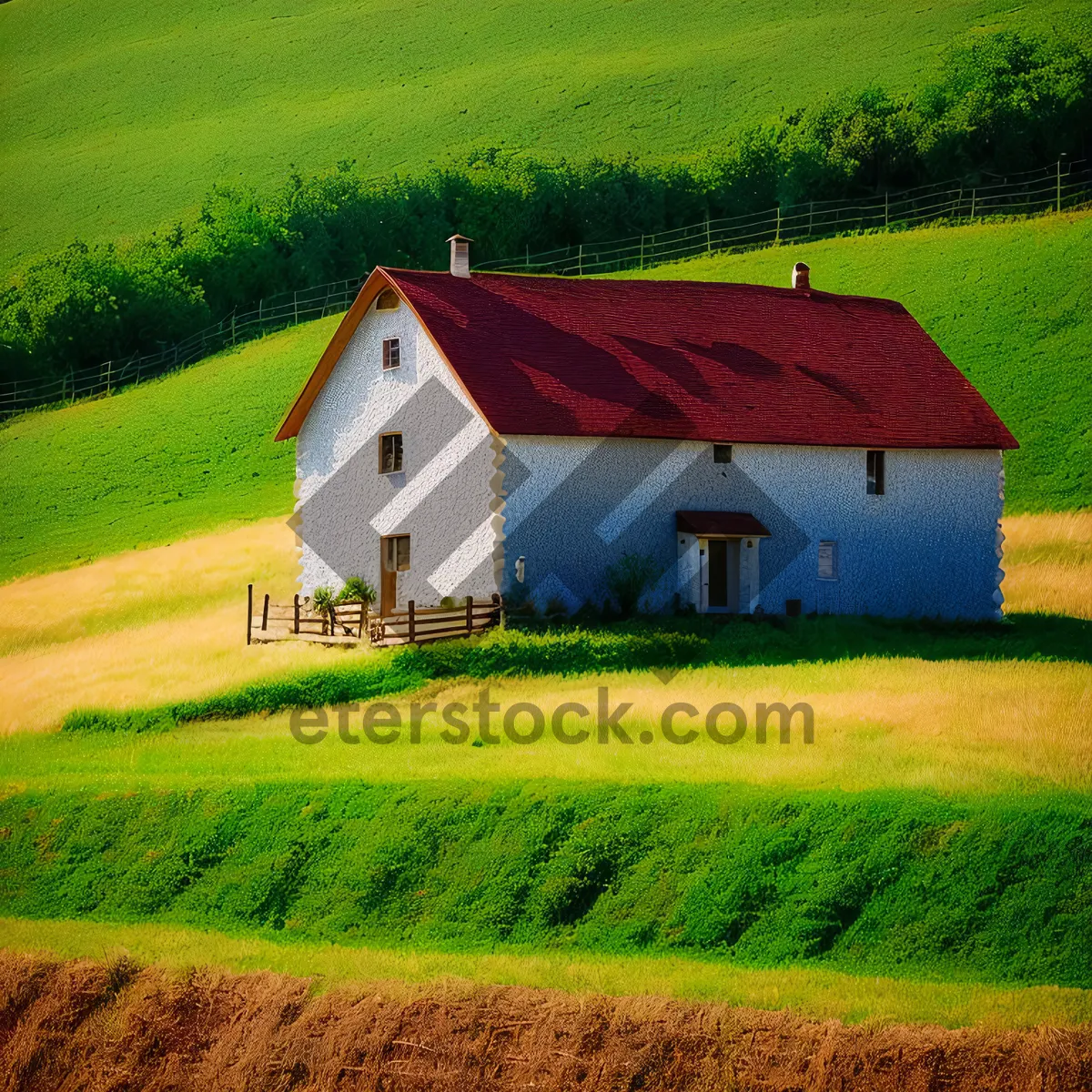 Picture of Rural Farmhouse Nestled in Serene Countryside