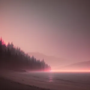 Summer Sunset Over Beach and Ocean