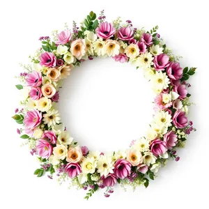 Floral Frame Decoration with Pink Flower Ornament