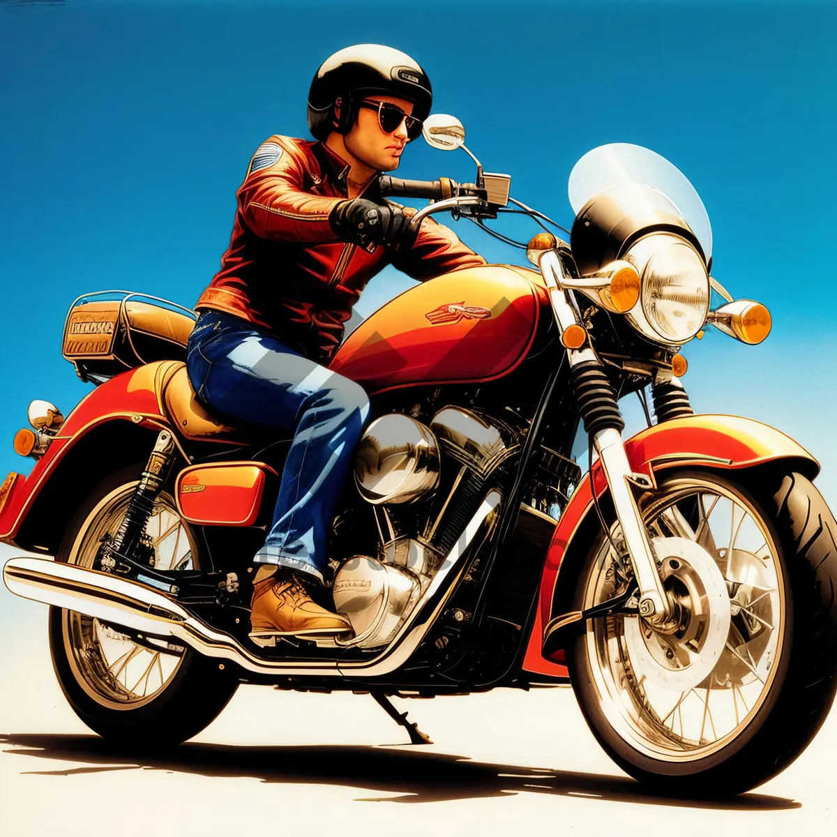 Picture of Speedy Motorcycle Man in Helmet at Competition