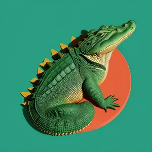 Green Dragon: Majestic Reptile in Camouflage.