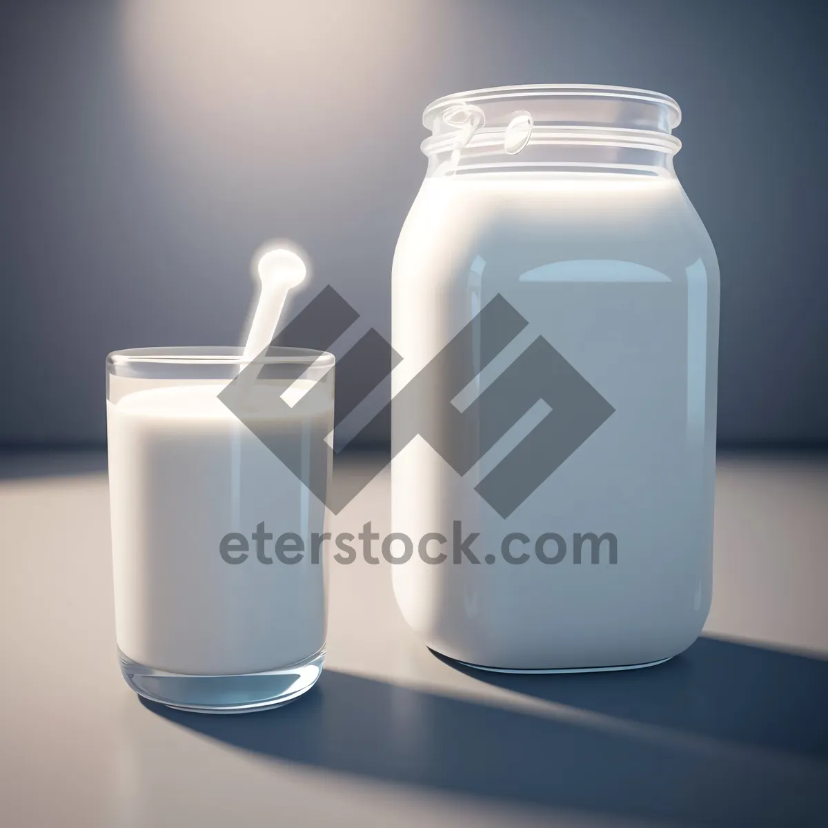 Picture of Healthy Milk in Glass Bottle - Nutritious Drink