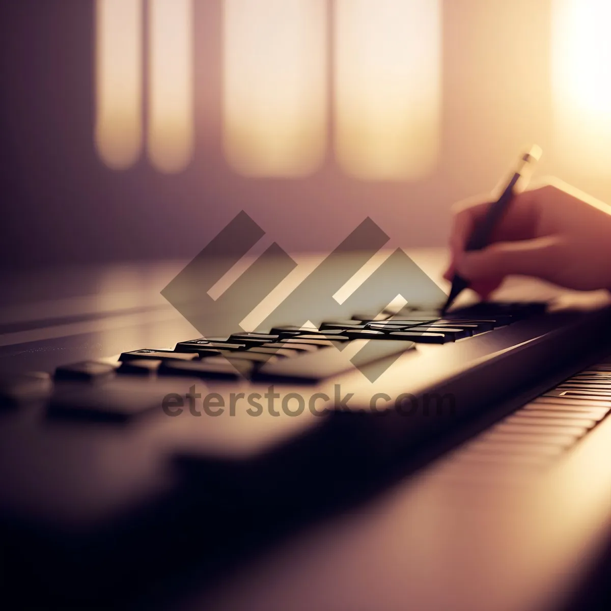 Picture of Busy Hands on Keyboard in Office