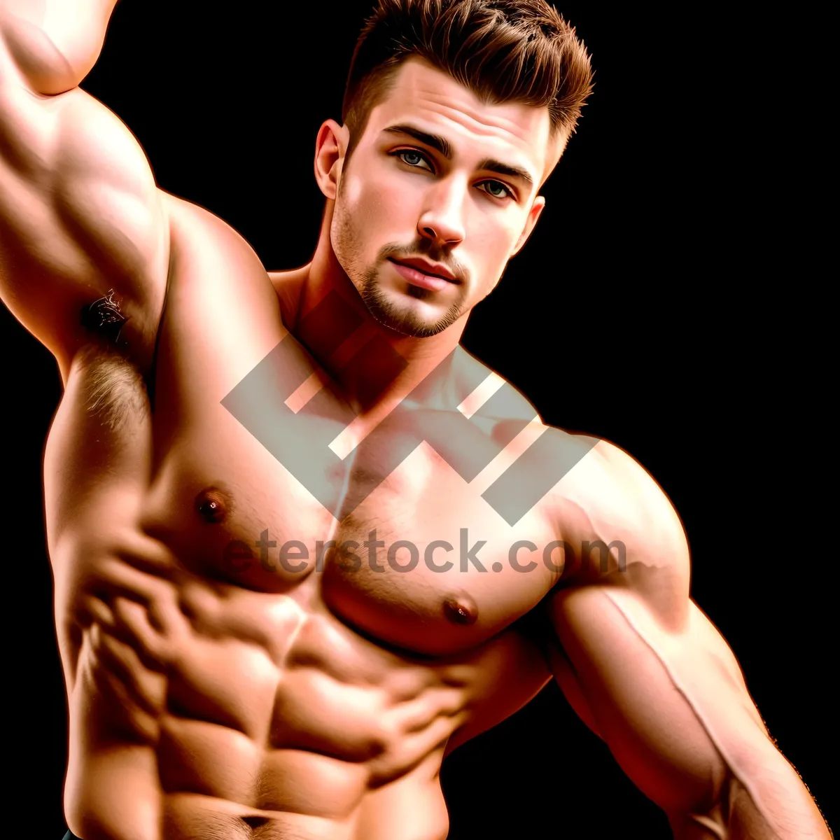 Picture of Powerful Male Bodybuilder Posing Shirtless