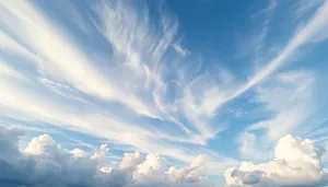 Bright Sunny Sky Landscape with Fluffy Clouds