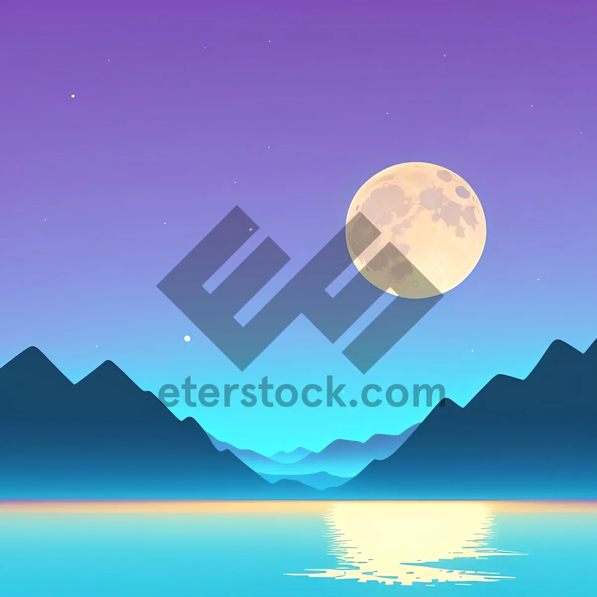 Picture of Starry Winter Night: Moonlit Skies and Snowy Splendor