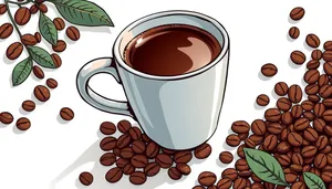 Morning Cup of Black Coffee on Saucer