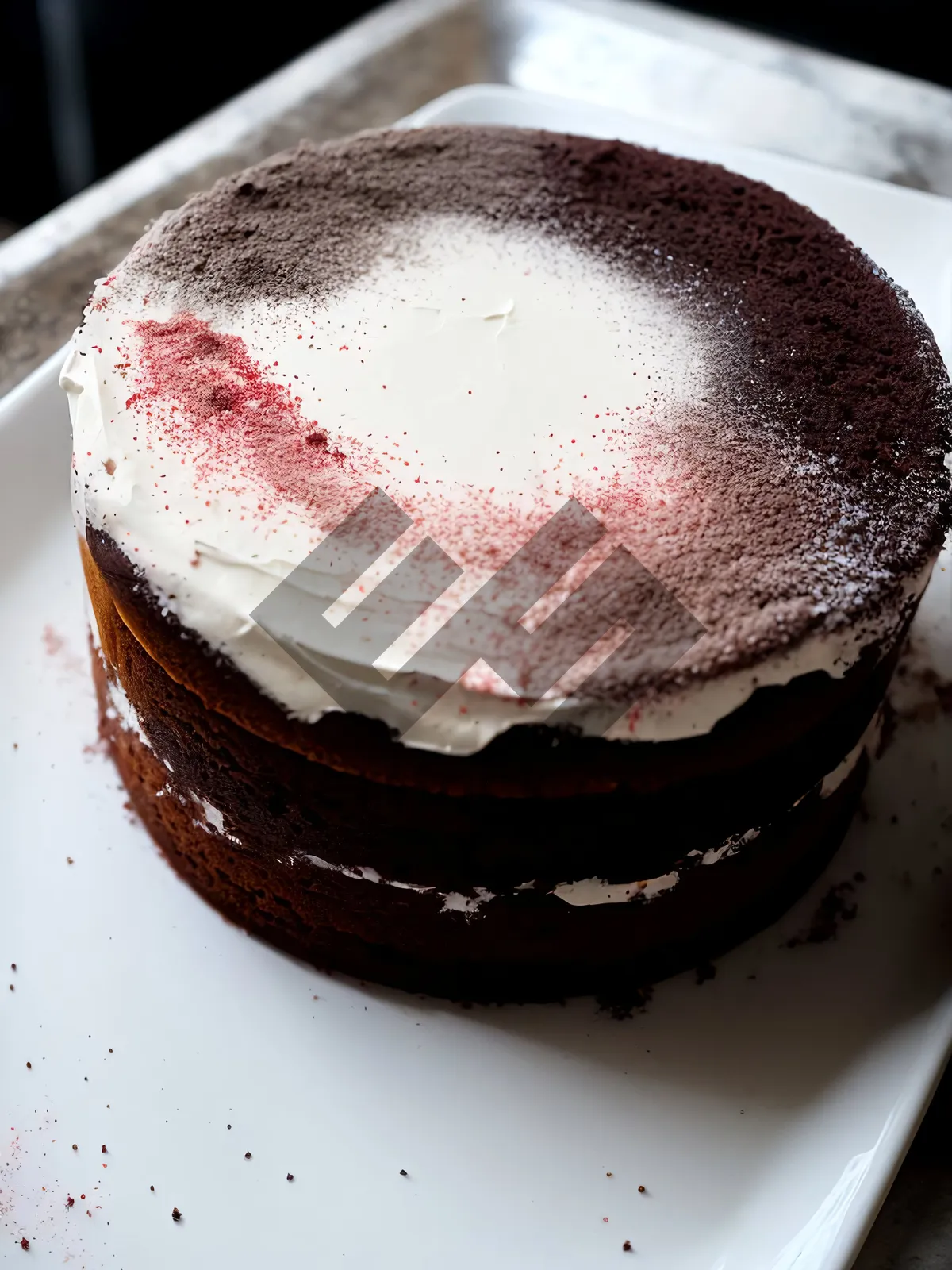 Picture of Decadent Chocolate Cake with Chocolate Sauce and Ice Cream