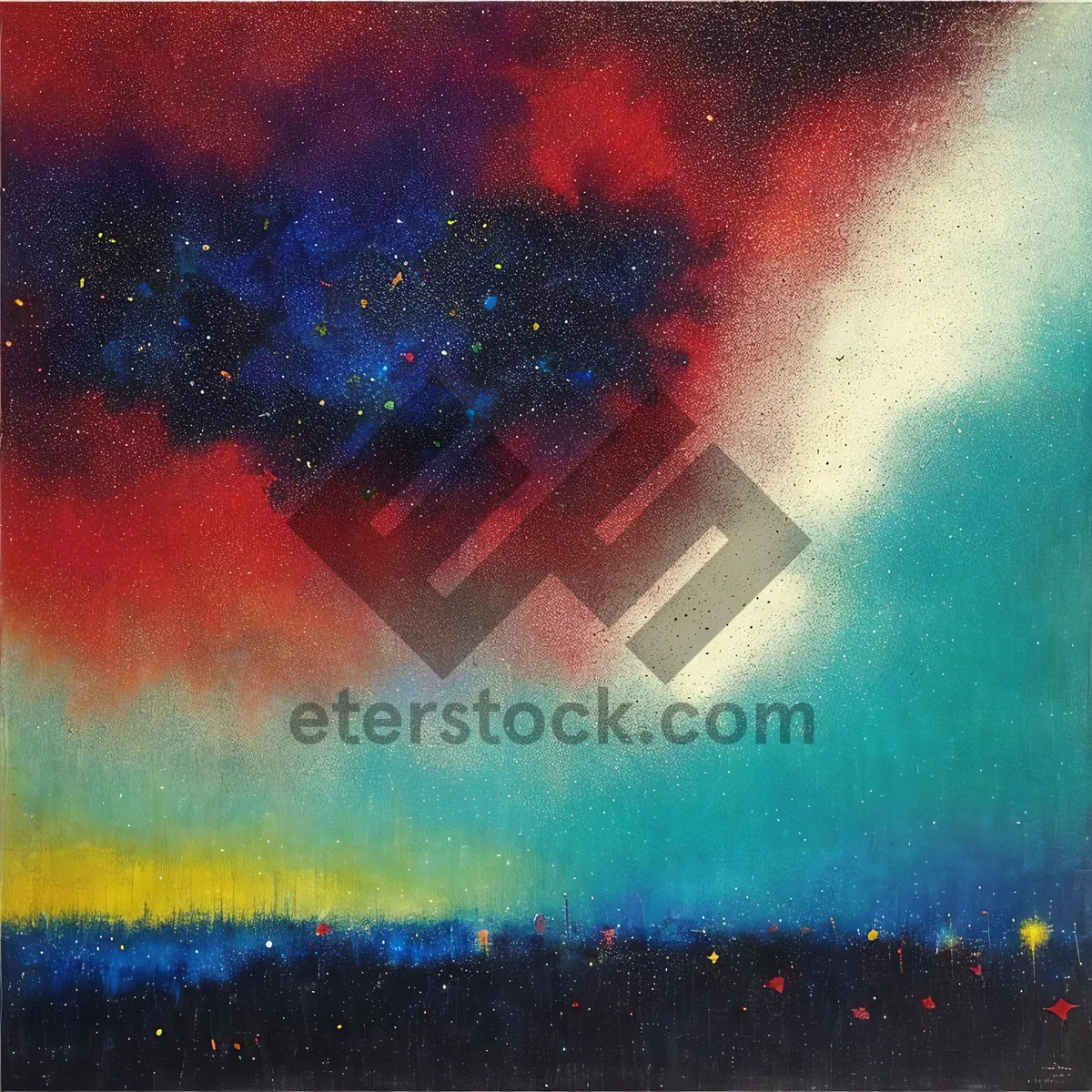 Picture of Laser Light Show in Space: Colorful Watercolor Design