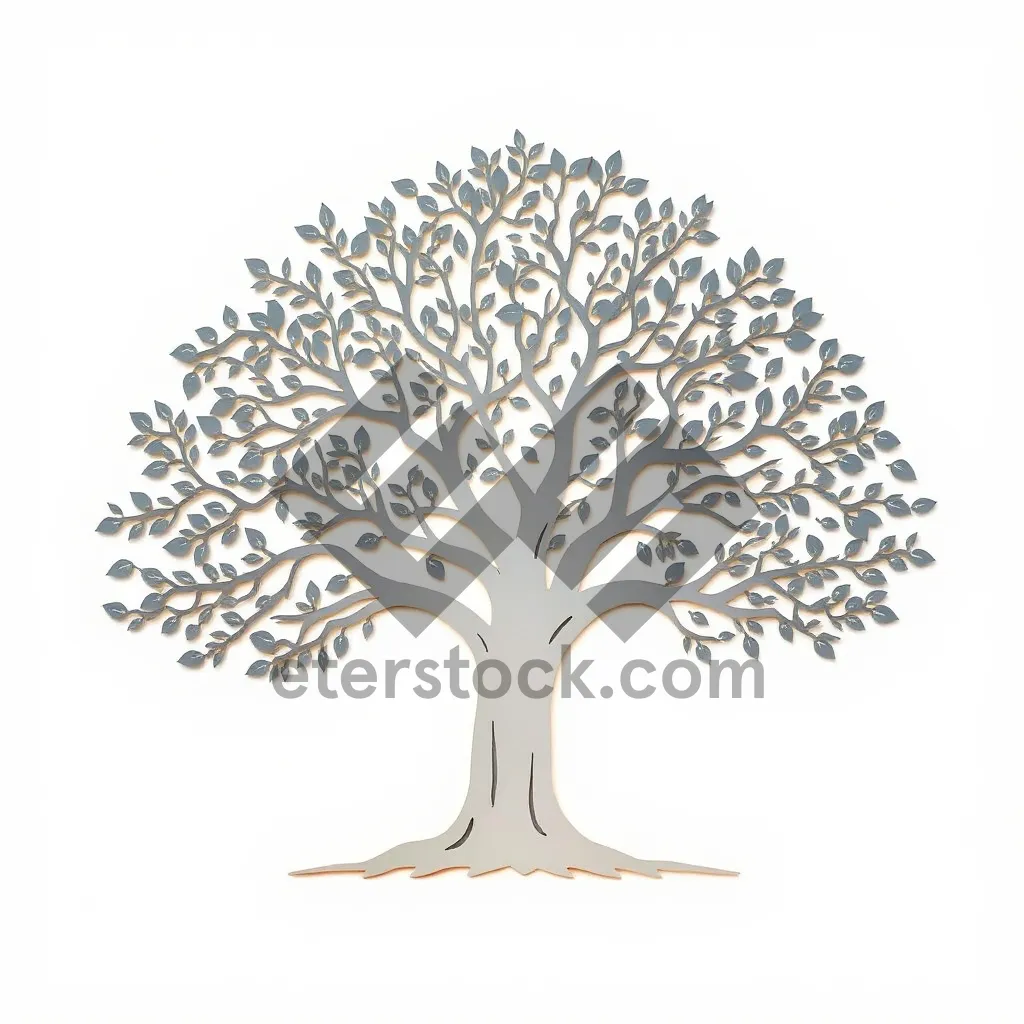 Picture of Symmetrical floral tree silhouette design element