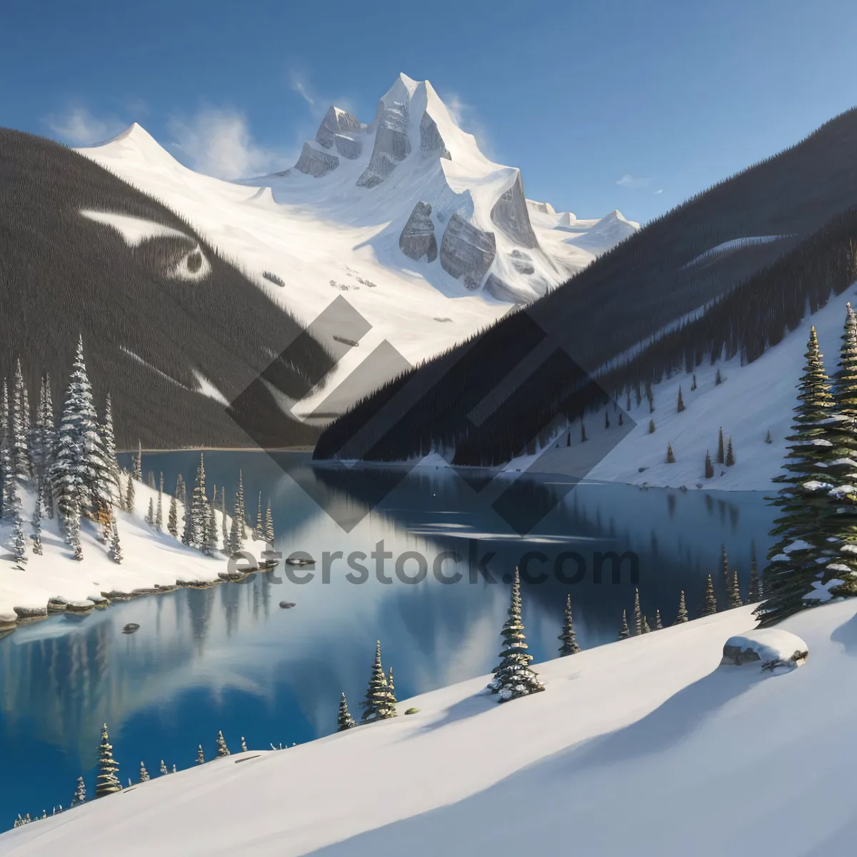 Picture of Snow-capped Alps in Winter Wonderland landscape.