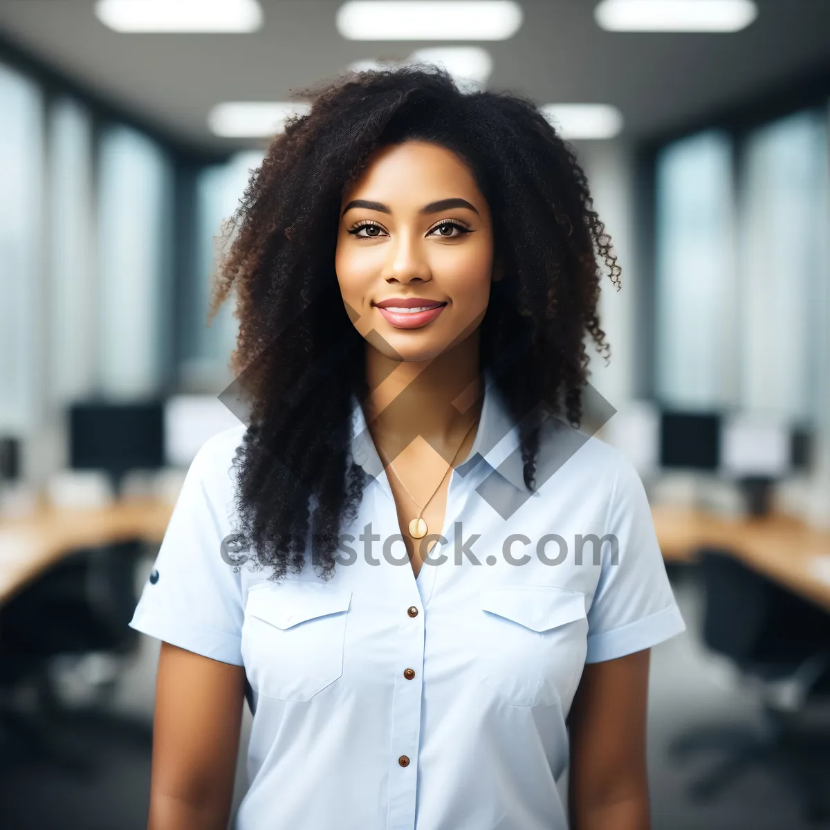 Picture of Friendly and Confident Businesswoman Smiling in Office