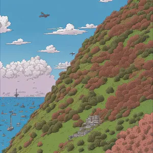 Serene Coastal Horizon Amidst Rocky Landscapes