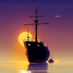 Pirate Ship Sailing under Electric Sky