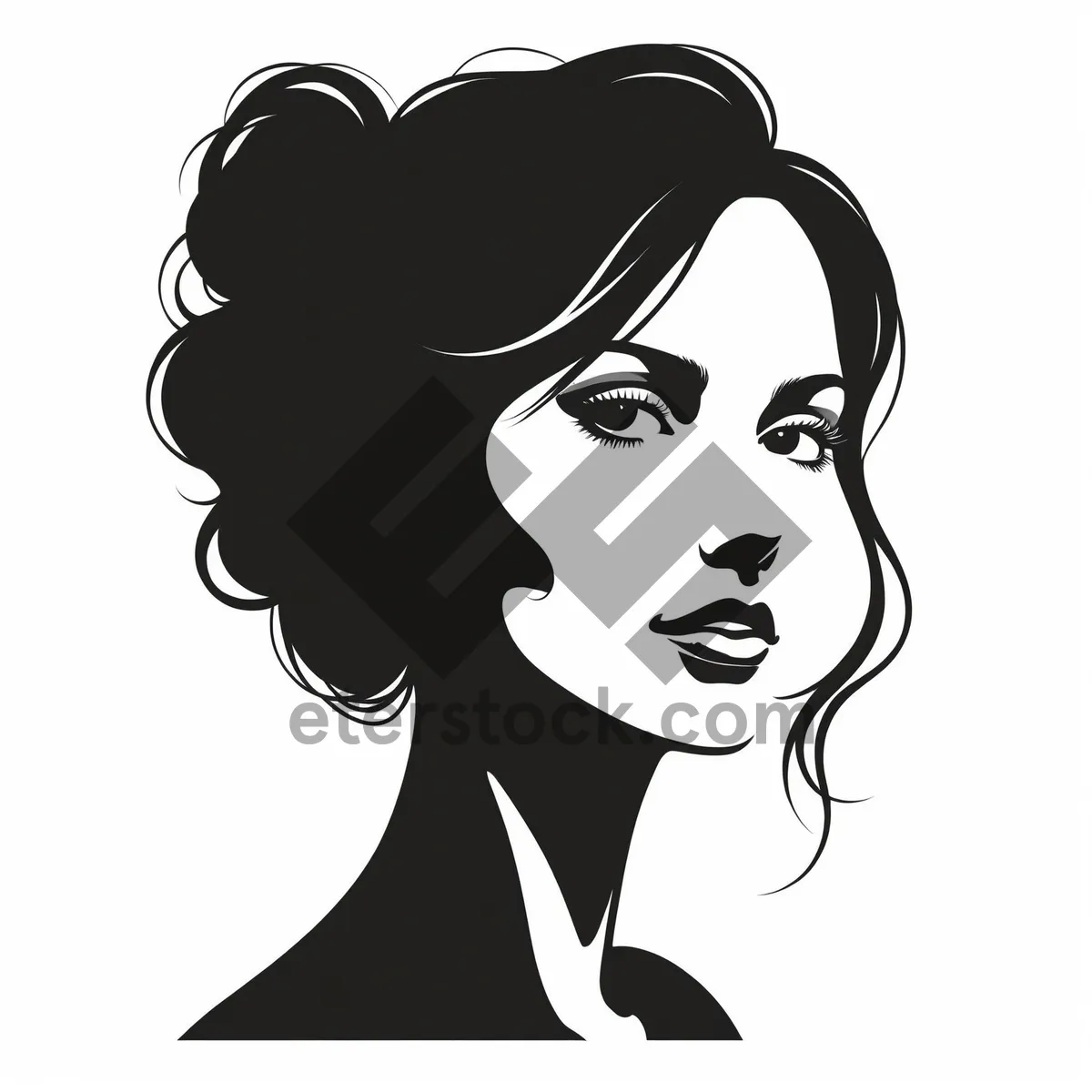 Picture of Black cartoon housewife with haircut holding a clip art.