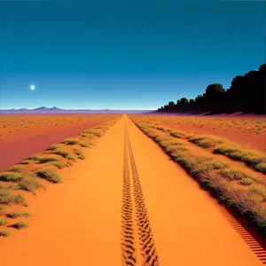 Golden Dune Sunset: A Scenic Summer Journey on Desert Road