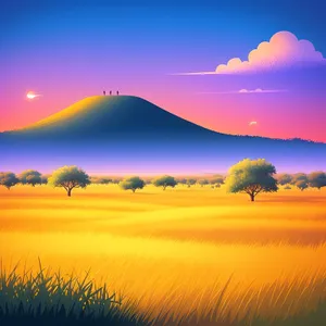 Serenity on the Horizon: Sun-kissed Savanna Sunset