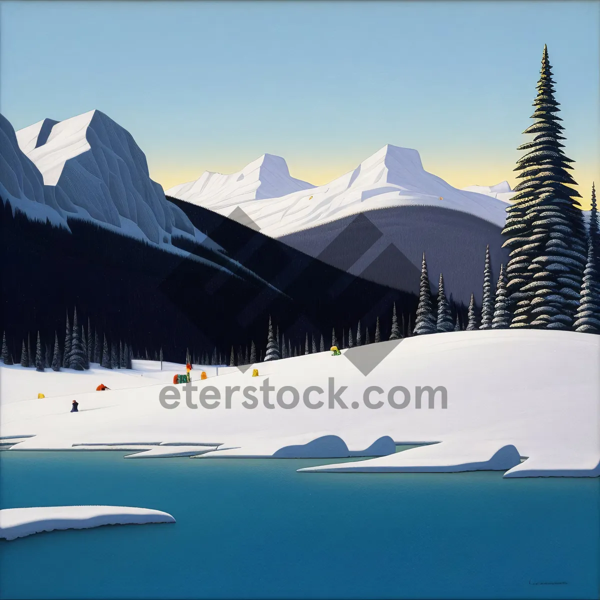 Picture of Winter Mountain Ski Resort Landscape