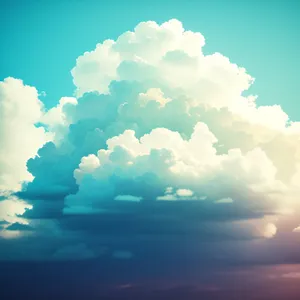 Fluffy Cumulus over Azure Landscape
