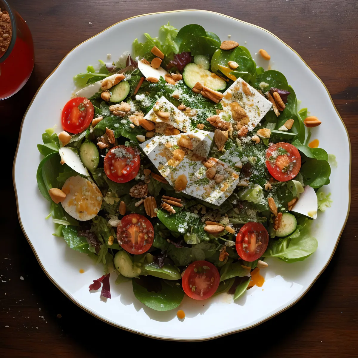 Picture of Delicious Gourmet Plate with Fresh Vegetable Salad