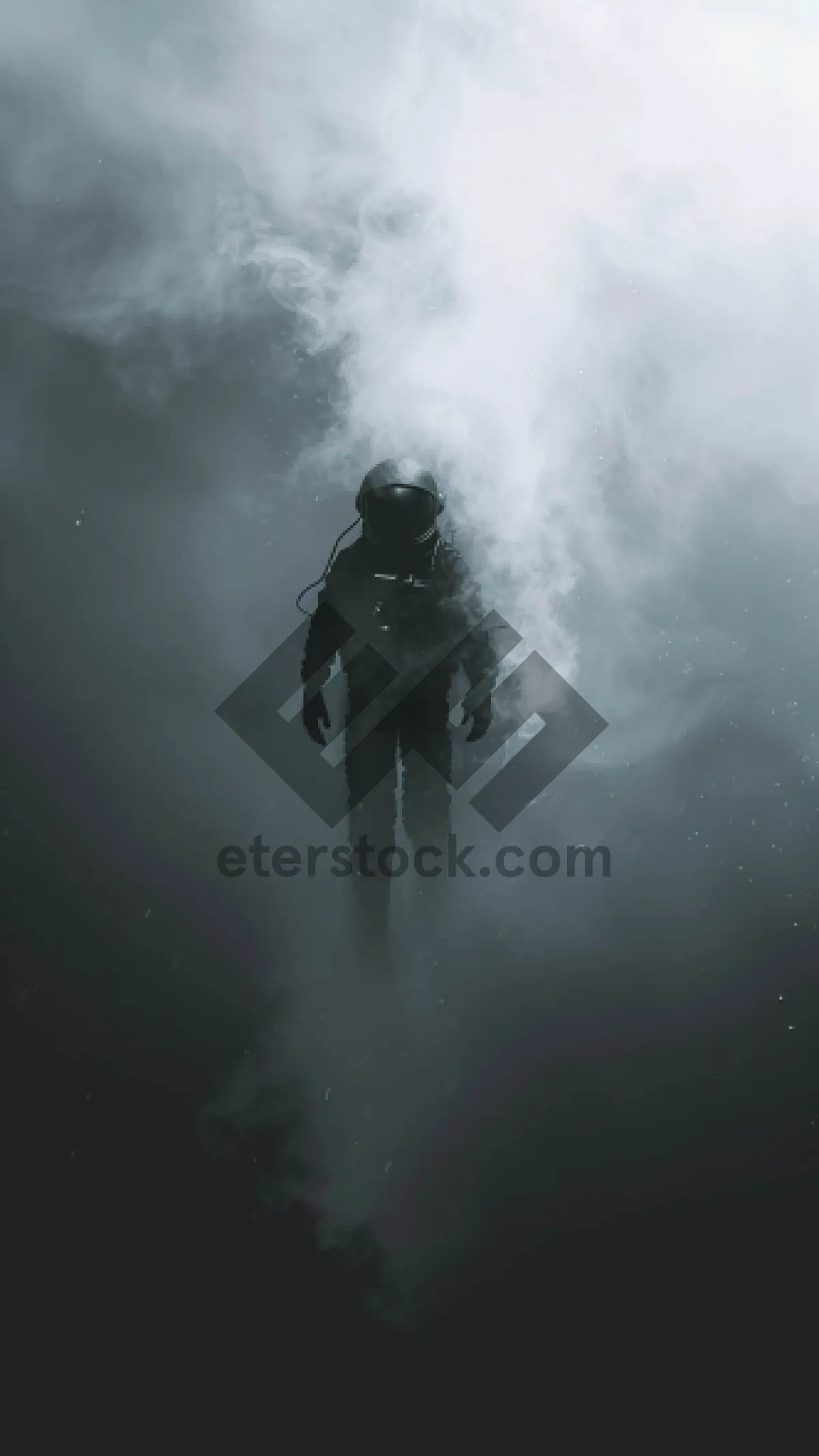 Picture of Masked scuba diver exploring underwater depths.