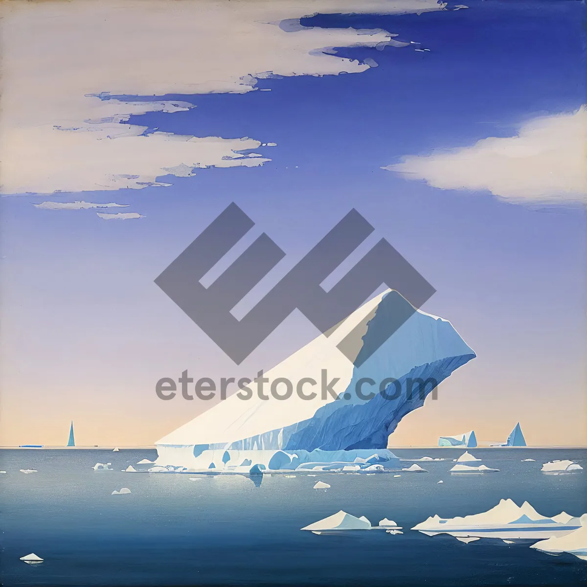 Picture of Snow-capped Mountain Peaks Merging with Clouds