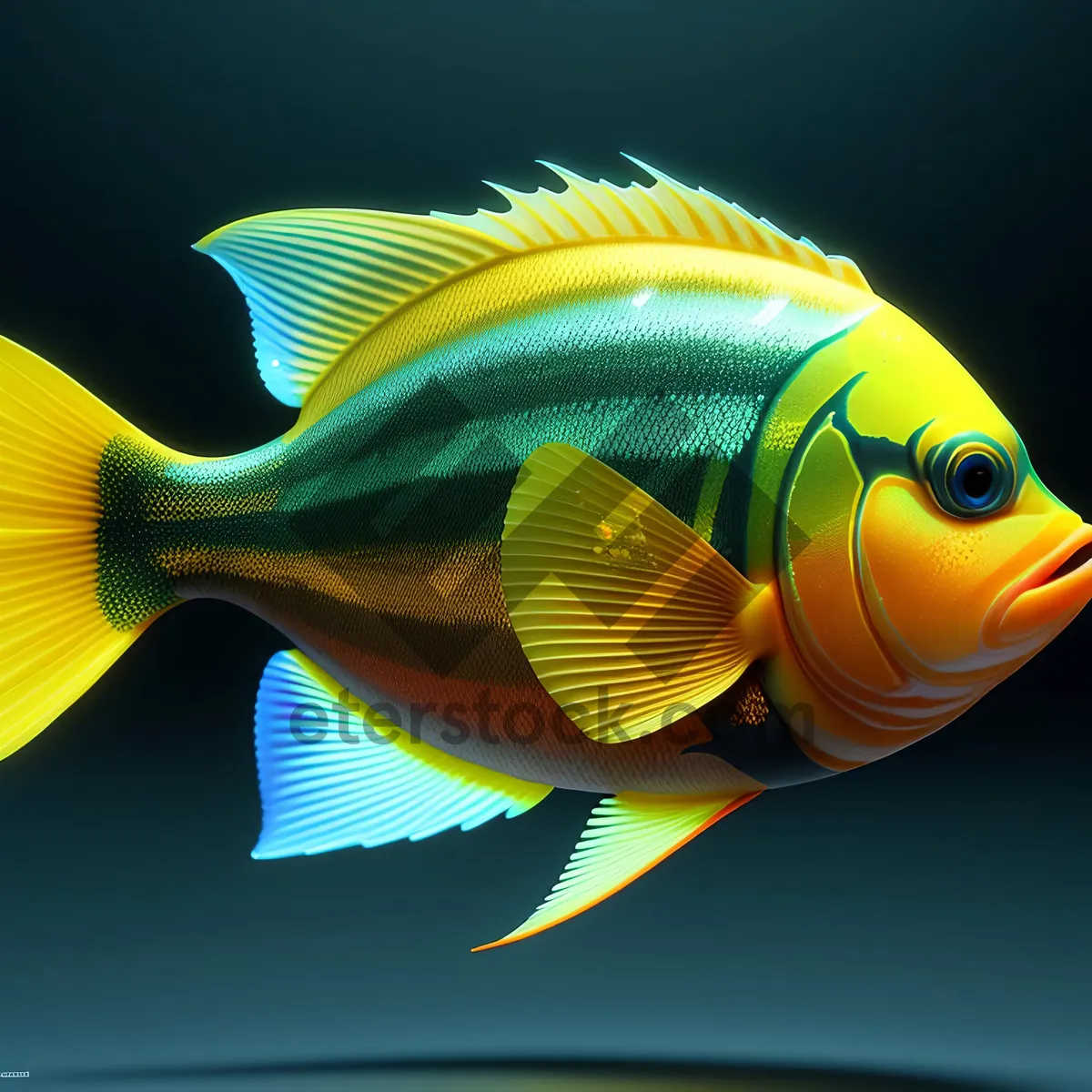 Picture of Vibrant Swimmer: Golden Tropical Fish in Aquarium